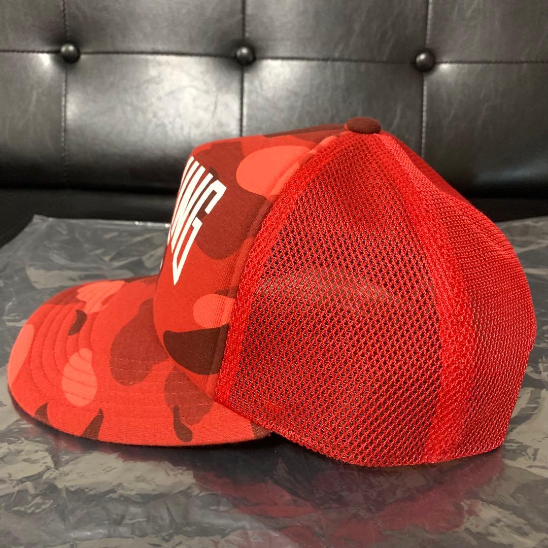 A Bathing Ape BAPE Red Camo ロゴ メッシュキャップ