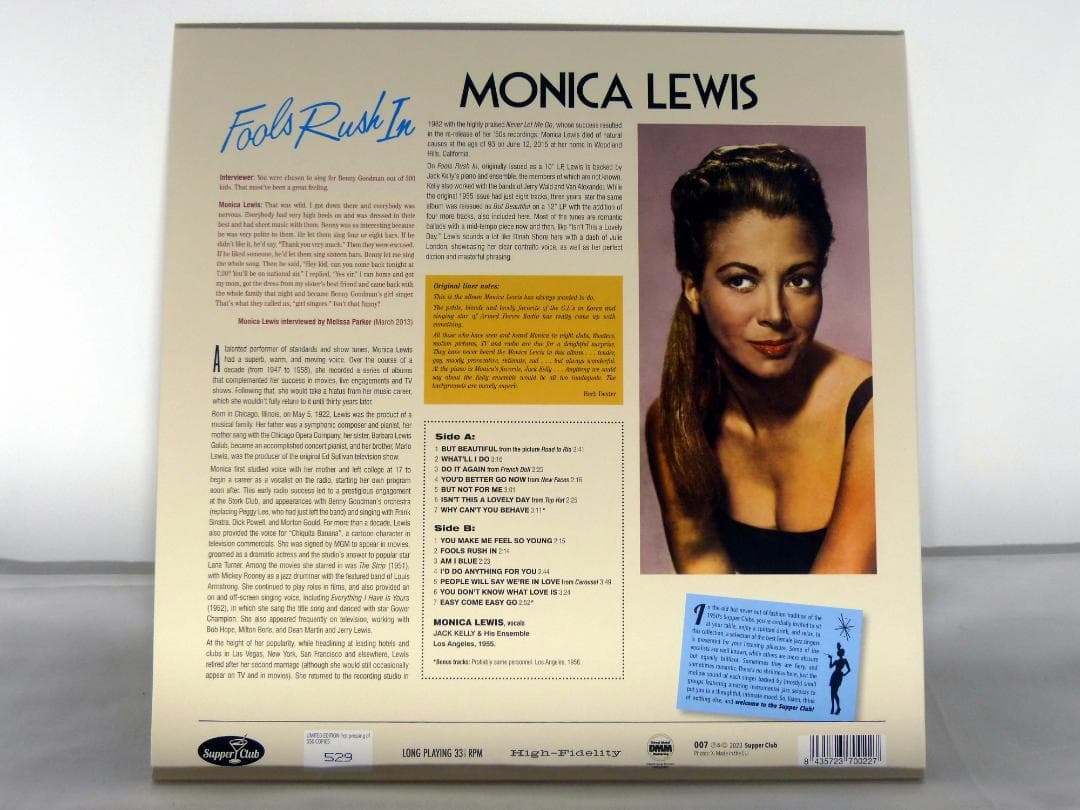 洋楽 LP / Monica Lewis / Fools Rush In