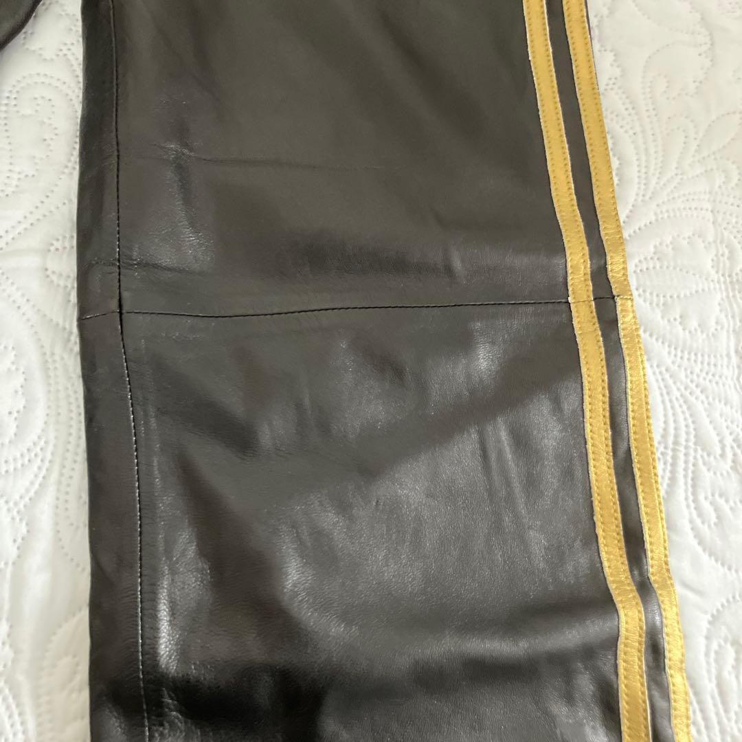 89/adidas レザーパンツ　アディダス 本革