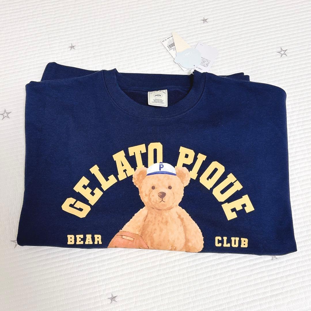 【新品】gelato pique スポーティーベア裏毛プルオーバー　ネイビー