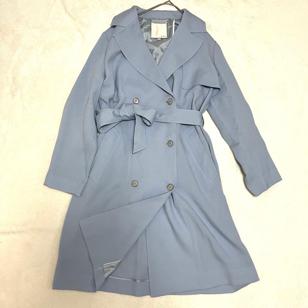 【美品】自由区　トロトレンチコート　サイズ38水色　定価64,900円