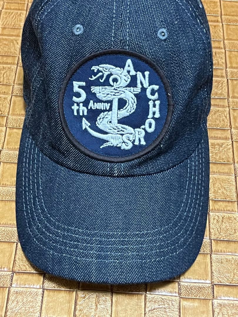 ウエス　5周年スネークワッペン　デニムキャップ　/インディゴ　ロゴ刺繍　UES