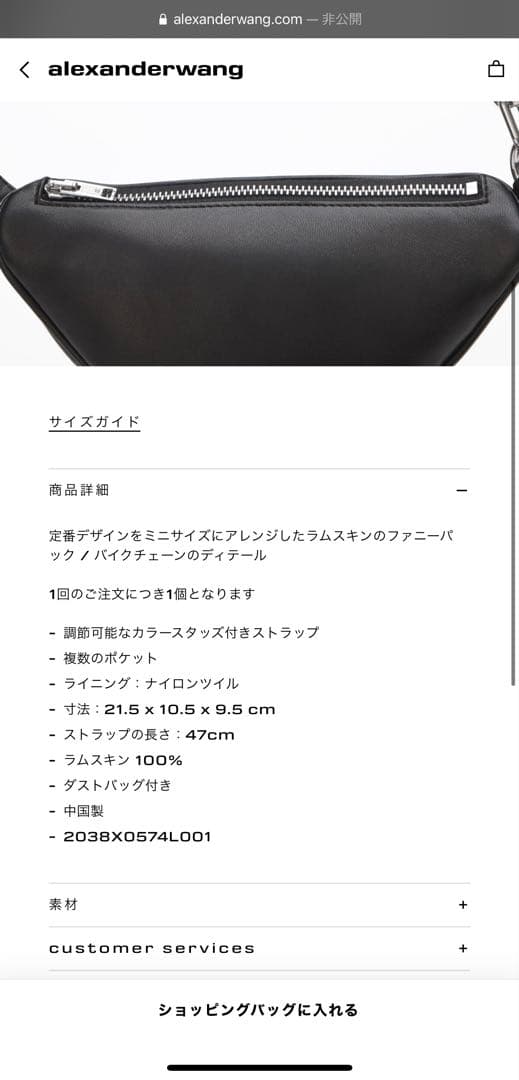 【定価 91,300円】Alexander Wang ファニーパック 美品