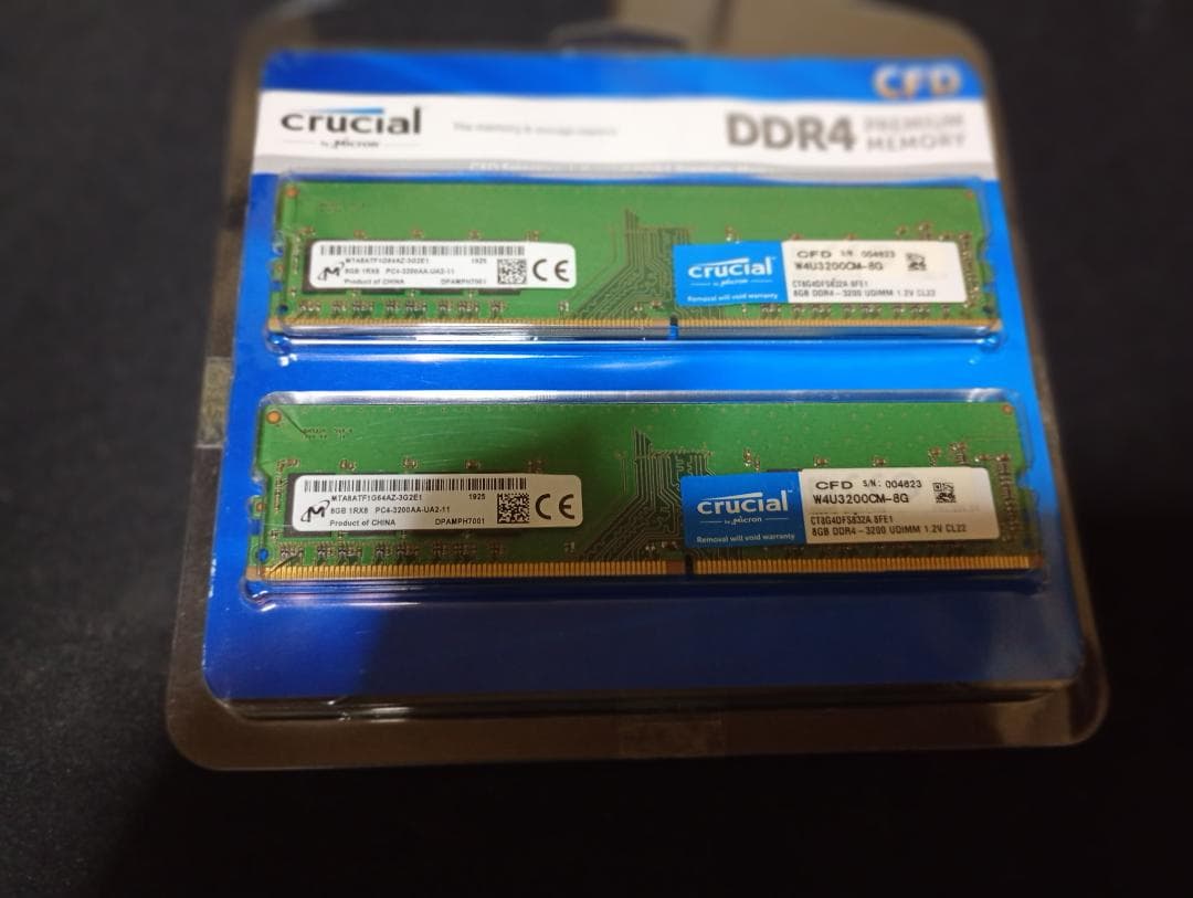 crucial DDR4 3200MHzメモリー 16GB　8GBx2枚セット