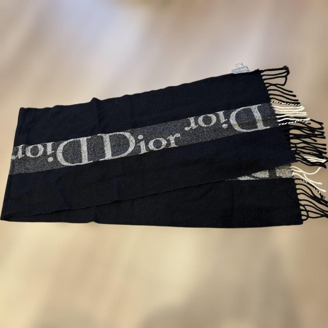 yy0110 Dior ブラック ロゴ マフラー