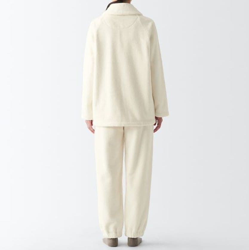静電気が起きにくい 着る毛布パジャマ XL 無印 MUJI アイボリー 婦人
