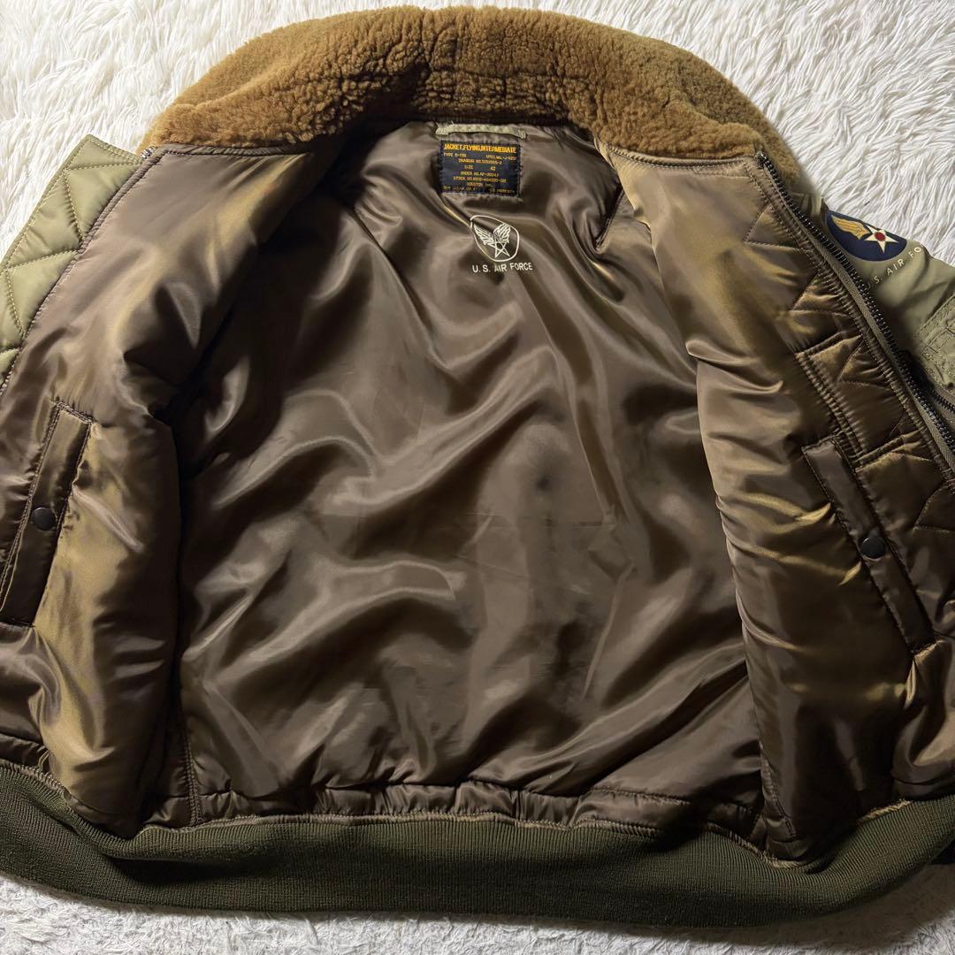 美品/40サイズ✨HOUSTON フライトジャケット　B-15B カーキ　襟ボア