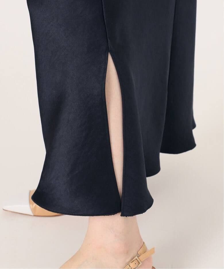 IENA　イエナ　ダブルサテンスカート　ネイビー スリット入り