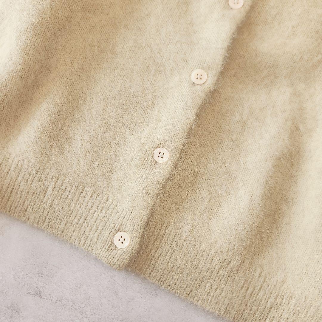25AW フォックス カシミヤ ブレンド クルーネック カーディガン ライム