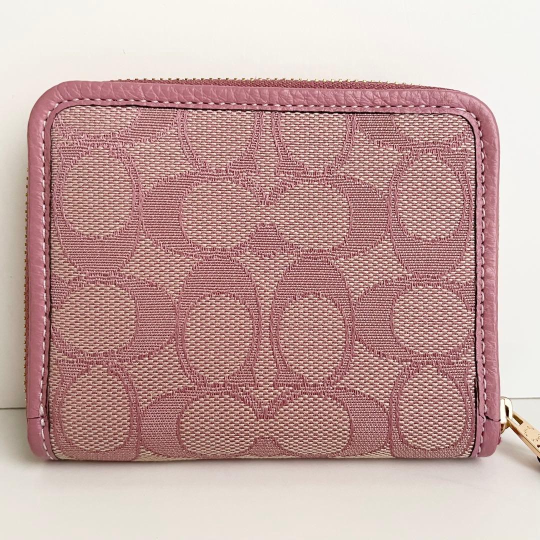 コーチ COACH 折り財布 スモールウォレット シグネチャー ピンク 新品保管