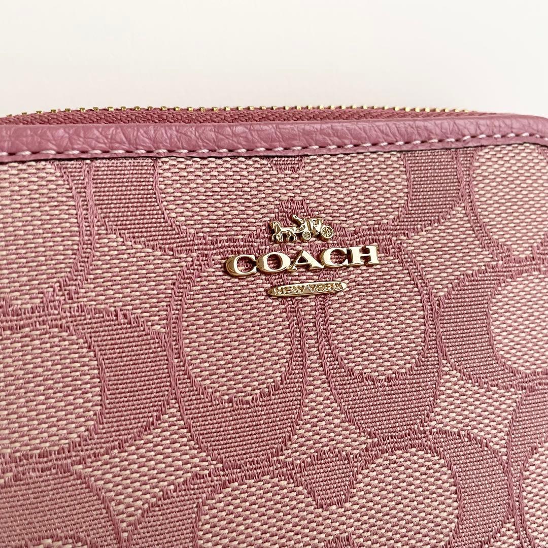 コーチ COACH 折り財布 スモールウォレット シグネチャー ピンク 新品保管