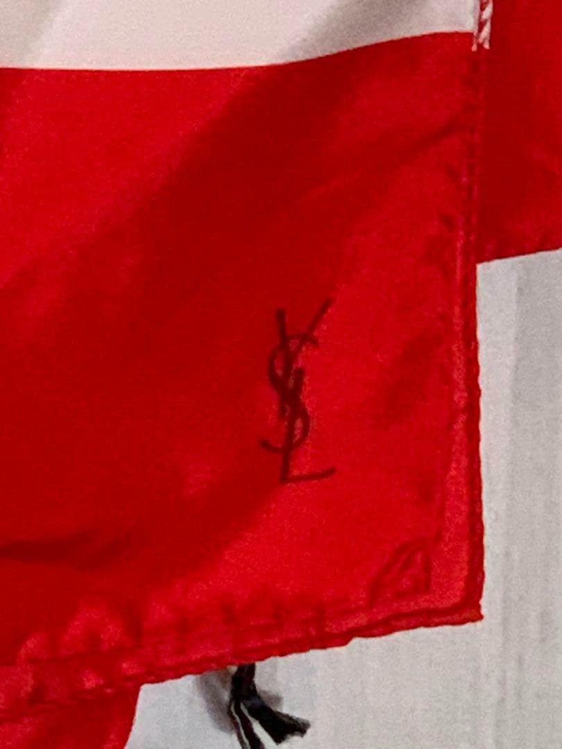 YSLリヴゴーシュ　大判スカーフ　赤×白　トムフォード期