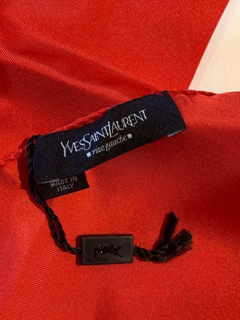 YSLリヴゴーシュ　大判スカーフ　赤×白　トムフォード期