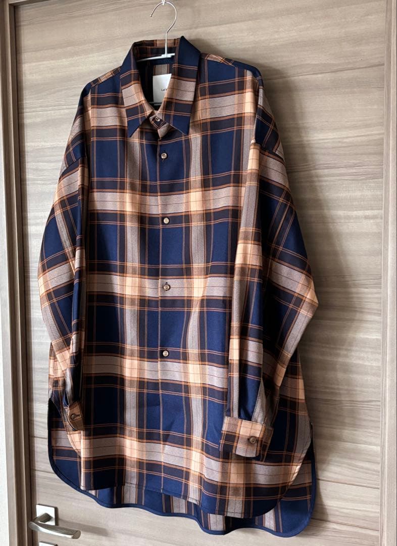 【美品】Lui's ルイス ロイヤルチェックスリットビッグシルエットシャツ