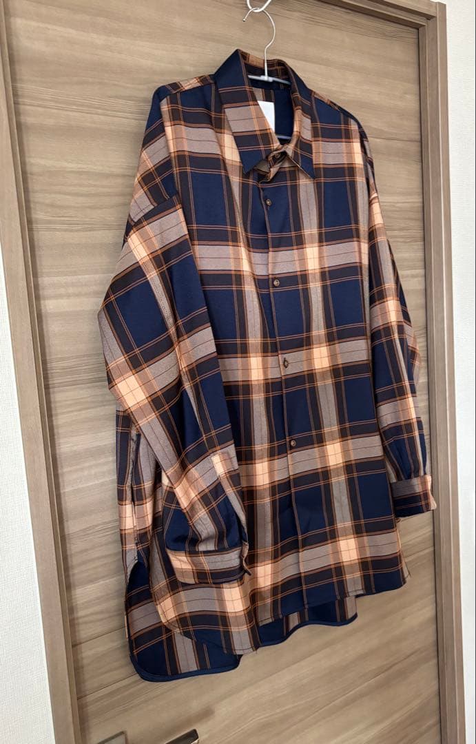 【美品】Lui's ルイス ロイヤルチェックスリットビッグシルエットシャツ