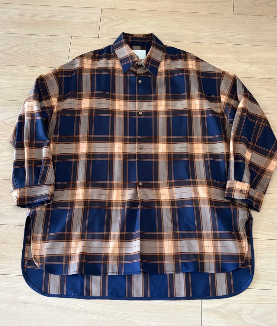 【美品】Lui's ルイス ロイヤルチェックスリットビッグシルエットシャツ