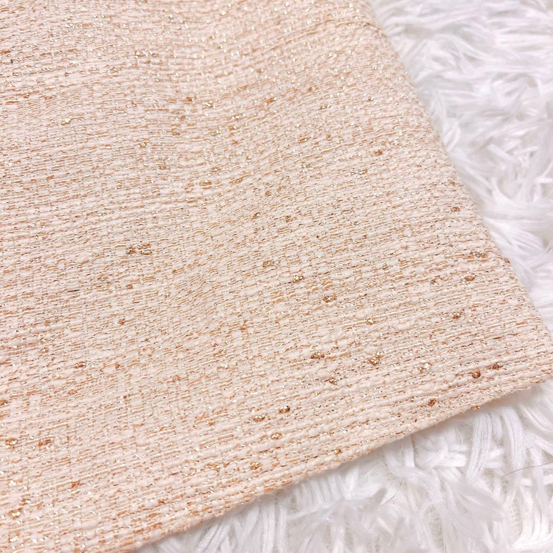 TEDBAKER ビジュー ワンピース 半袖 ラメ ツイード ゴールド ドレス
