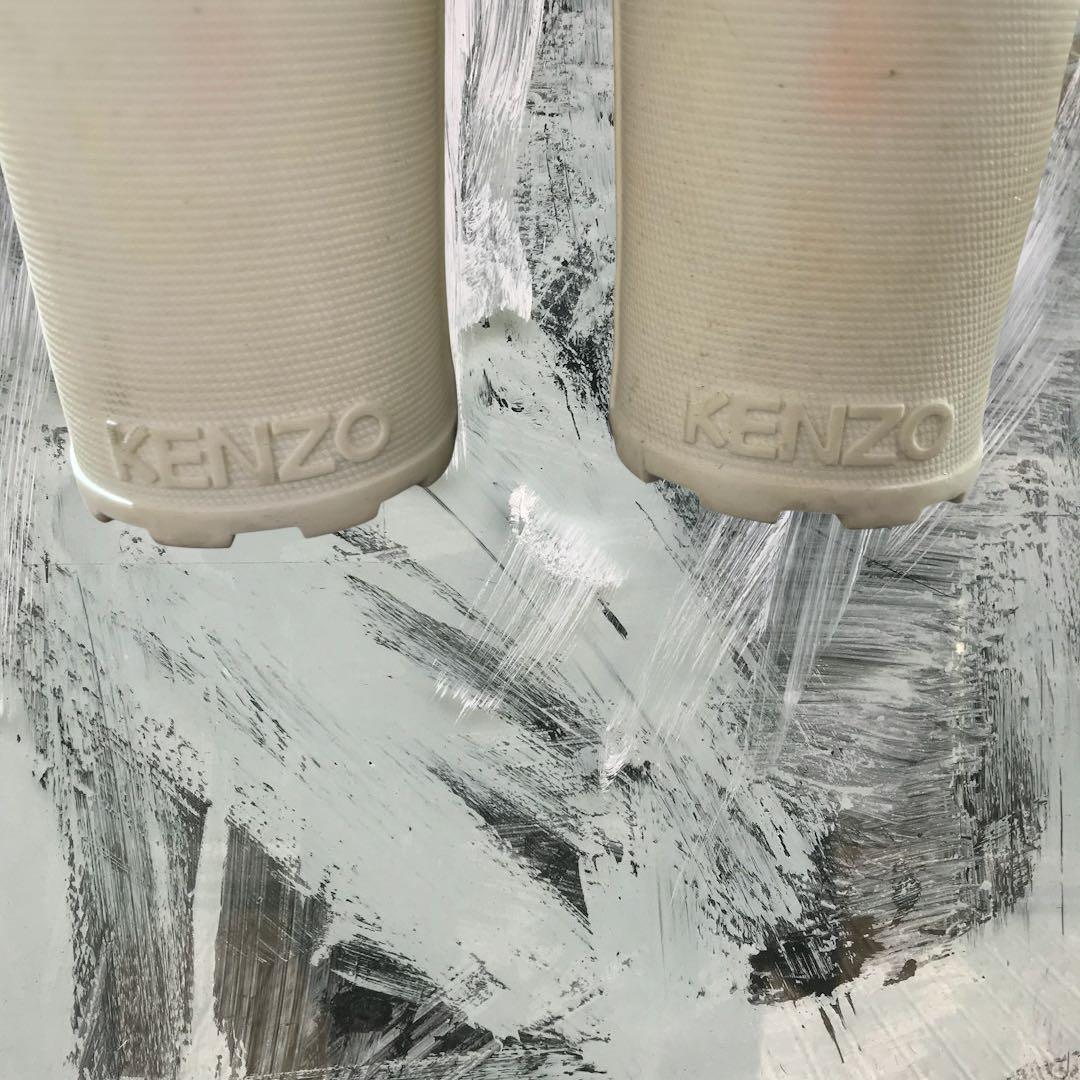 ケンゾー KENZO イエロー スエード ハイヒール厚底ブーツわら底パッチワーク