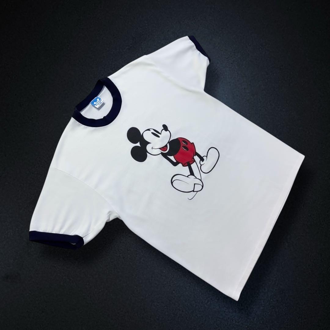 美品 80s Disney 白足 ミッキー XL USA製 ビンテージリンガーT