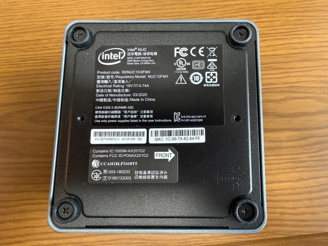 INTEL NUC i3 10th メモリー16GB SSD500GB