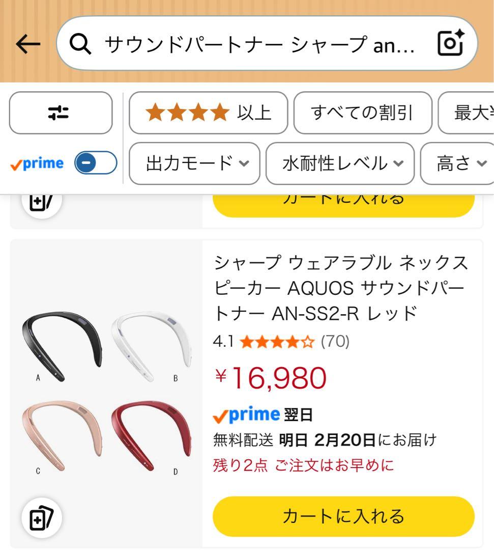 SHARP AN-SS2 ピンク サウンドパートナー　ネックスピーカー　未使用