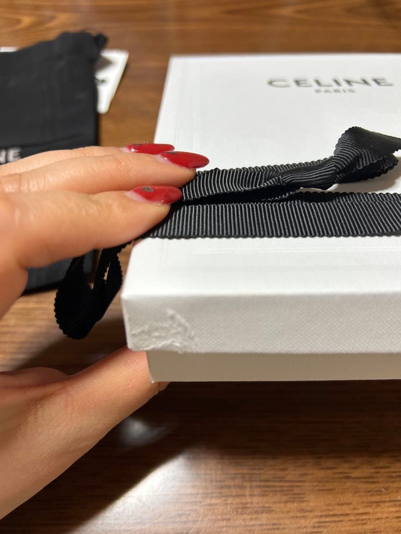 CELINE セリーヌ 二つ折り財布 グレー レザー