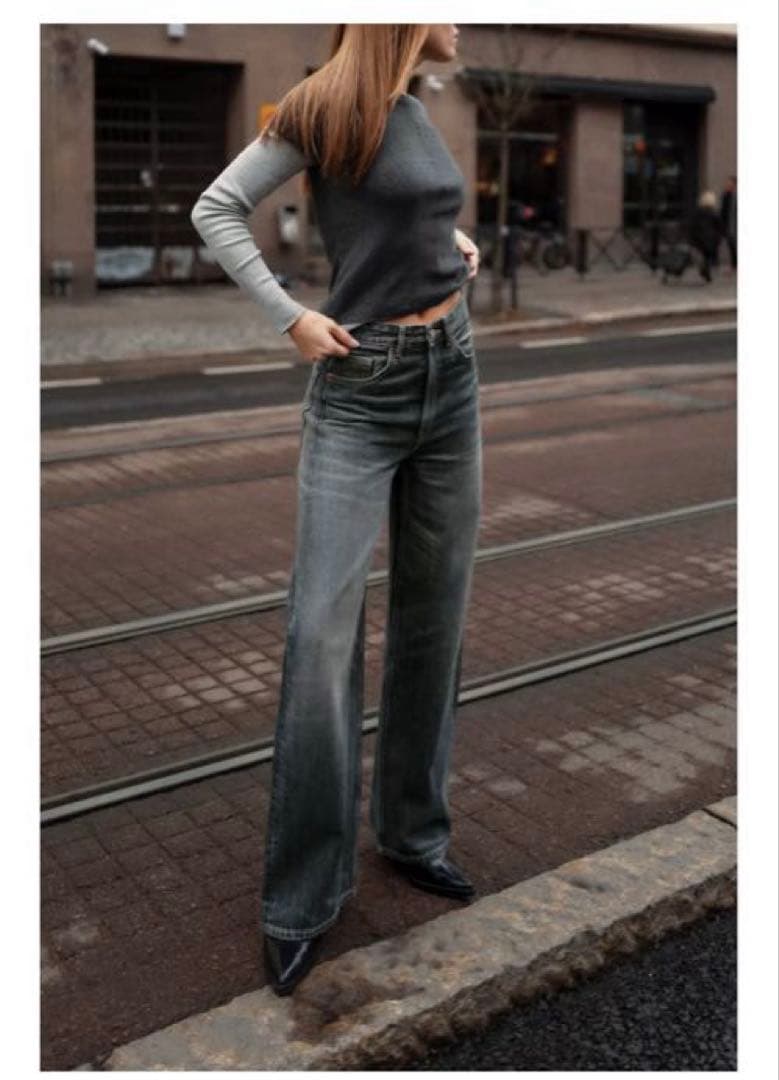 ZARA JEANS TRF EXTRA WIDE LEGハイウエスト 32