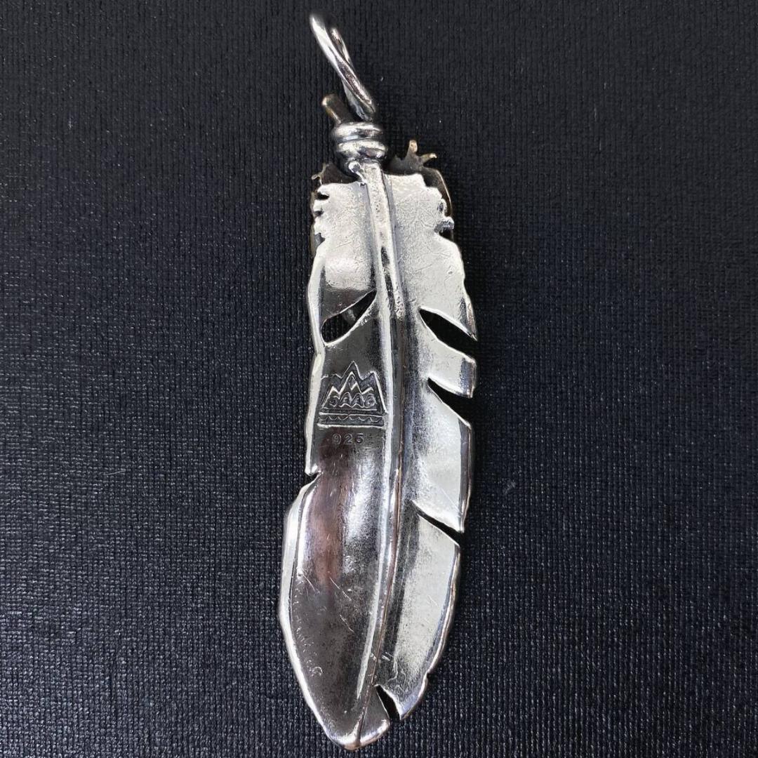 美品 SAAD シルバー 925 ブロンズ ハート 特大 フェザー ペンダント