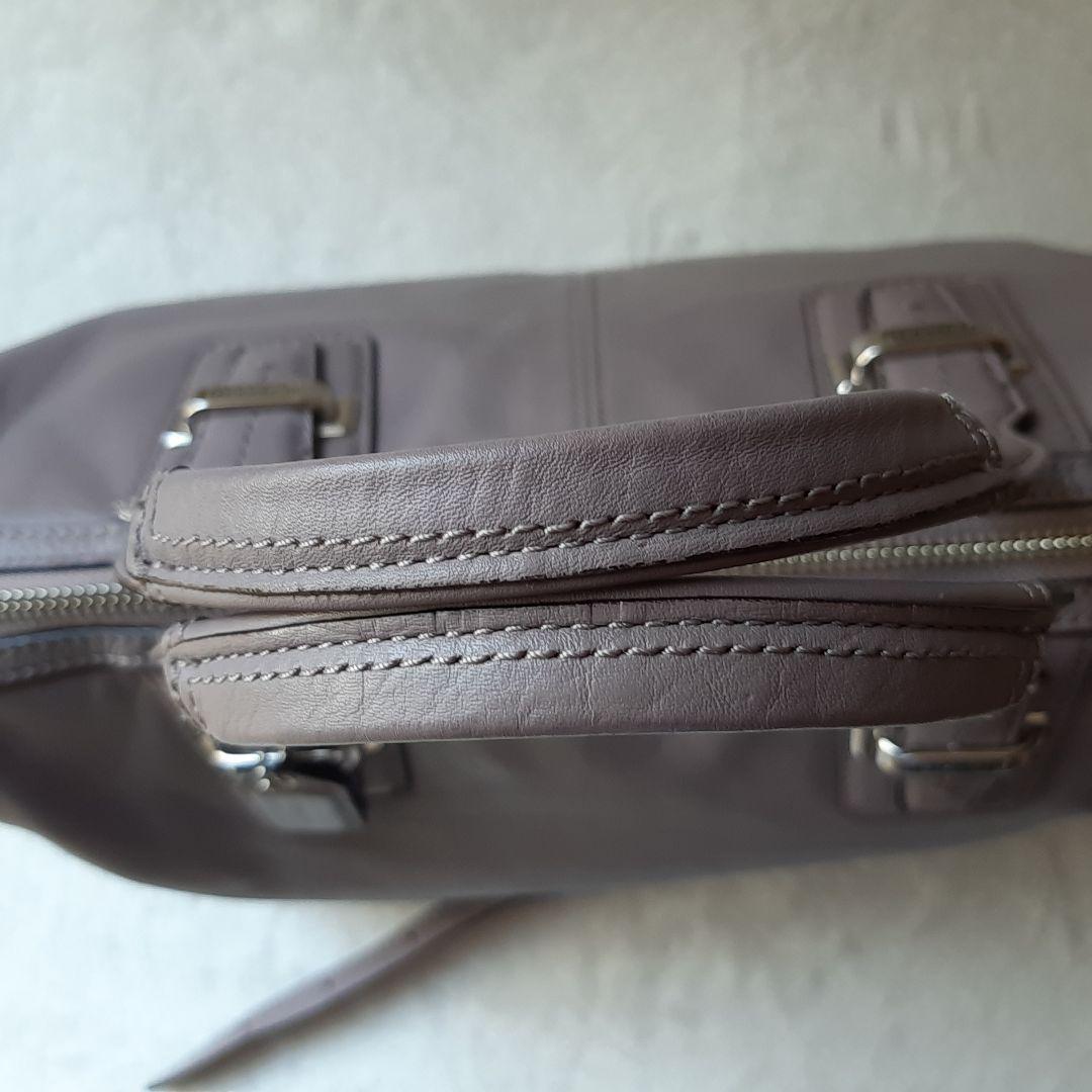 美品 COACH 2way レザー ミニボストンバッグ グレーパープル色