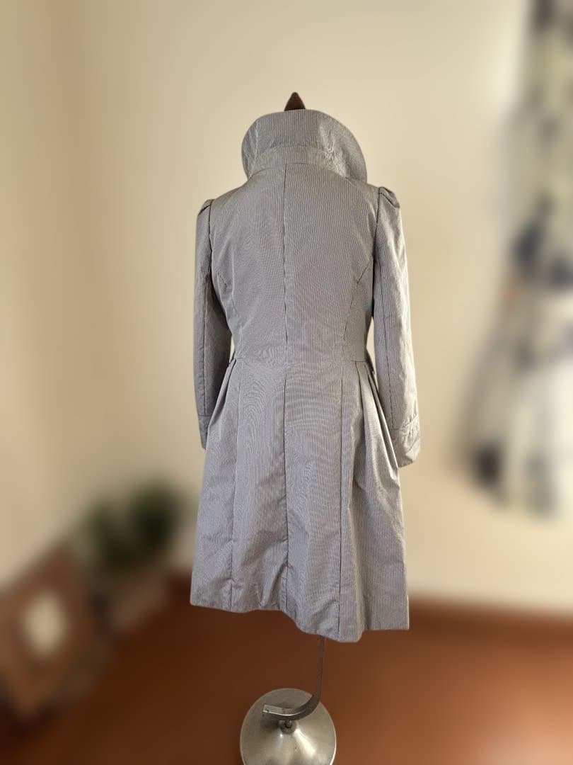 グレー ギンガムチェックトレンチコート　中綿入り