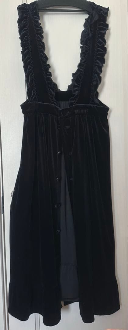 スノーベロアジャンパースカート　前開き　ロングスカート 黒　クロ