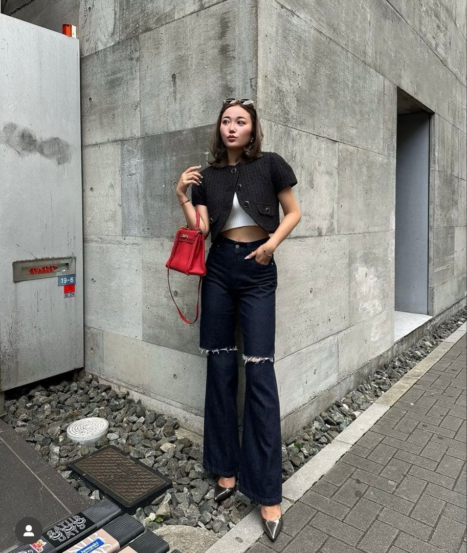 sheller新品未使用ダークブルーストレートデニム パンツ　ハイウエスト