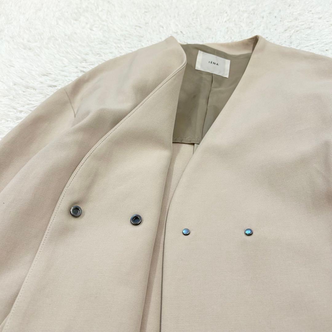 イエナ　IENA コットンWクロスノーカラーVネックコート　スプリングコート36