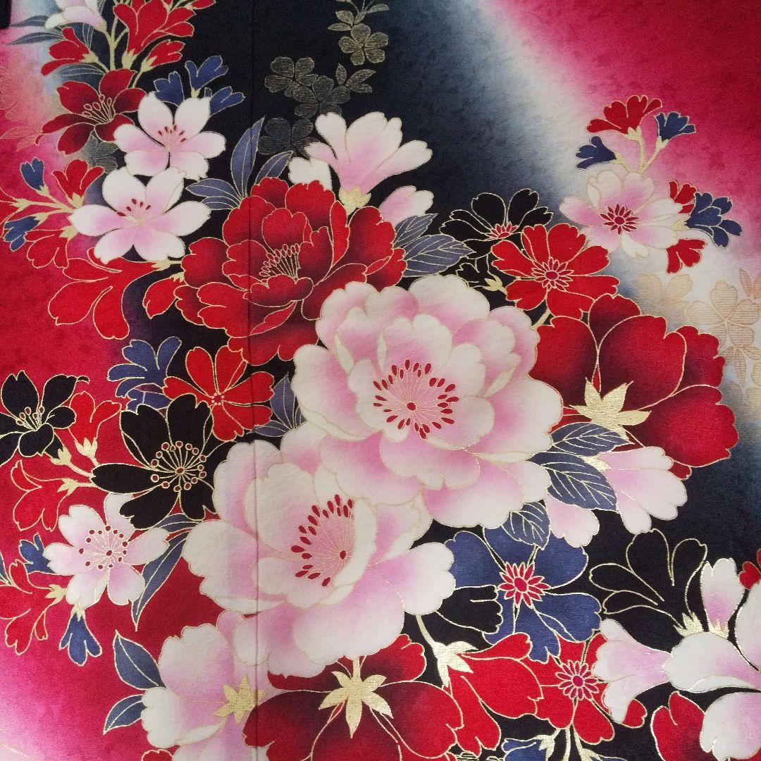 赤黒金桜正絹振袖フルセット等 袋帯 帯締め 帯揚げ 半襟 重ね襟 成人式卒業式等