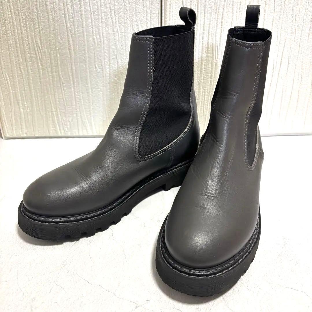 【美品】GALERIE VIE サイドゴアショートブーツ グレー 24.5