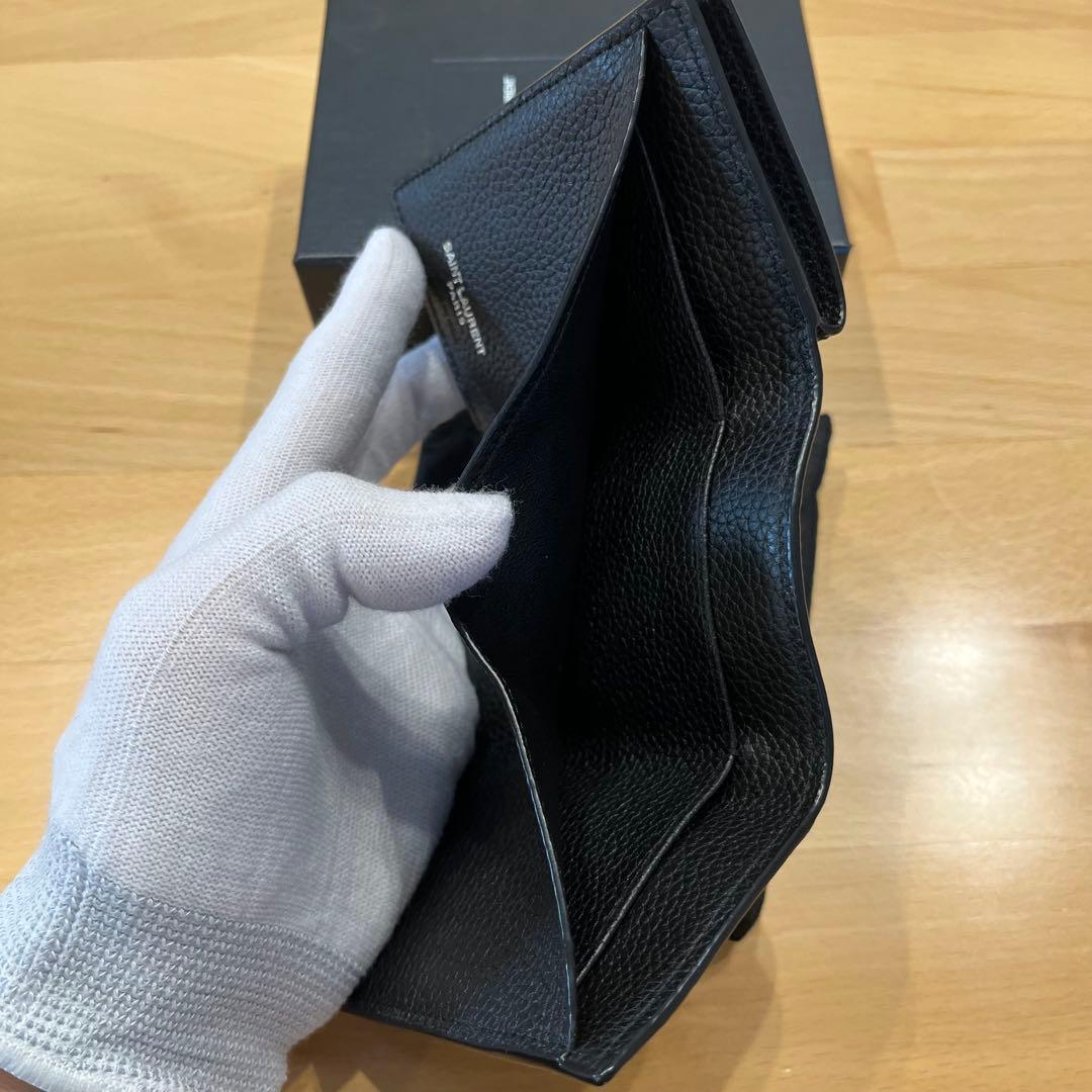サンローラン YSL SAINT LAURENT ブラック三つ折り財布　正規品