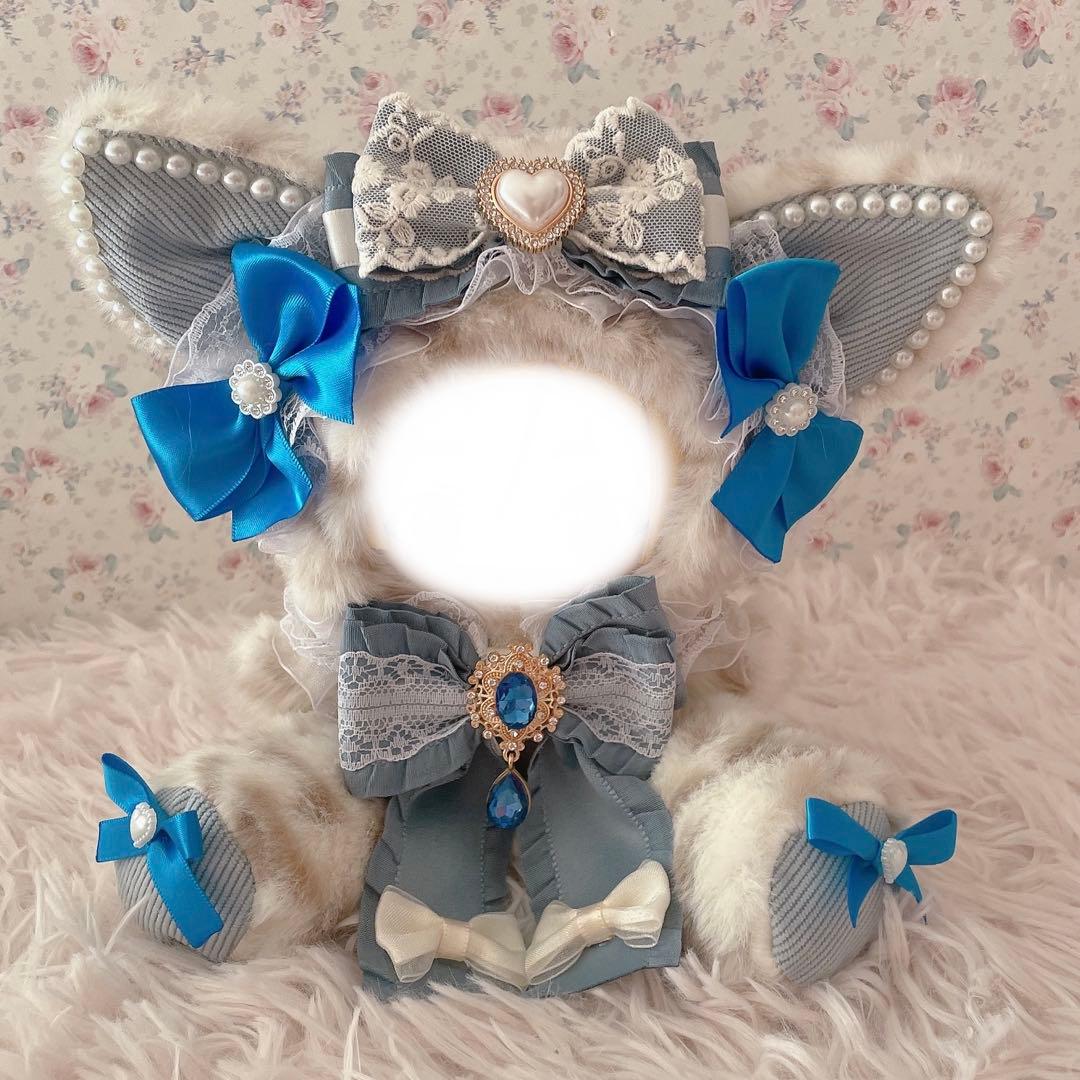 ♡お座り１６ｃｍぬい服♡猫の着ぐるみ♡ゆめかわおすわりぬいぐるみ♡ヒョウ柄青