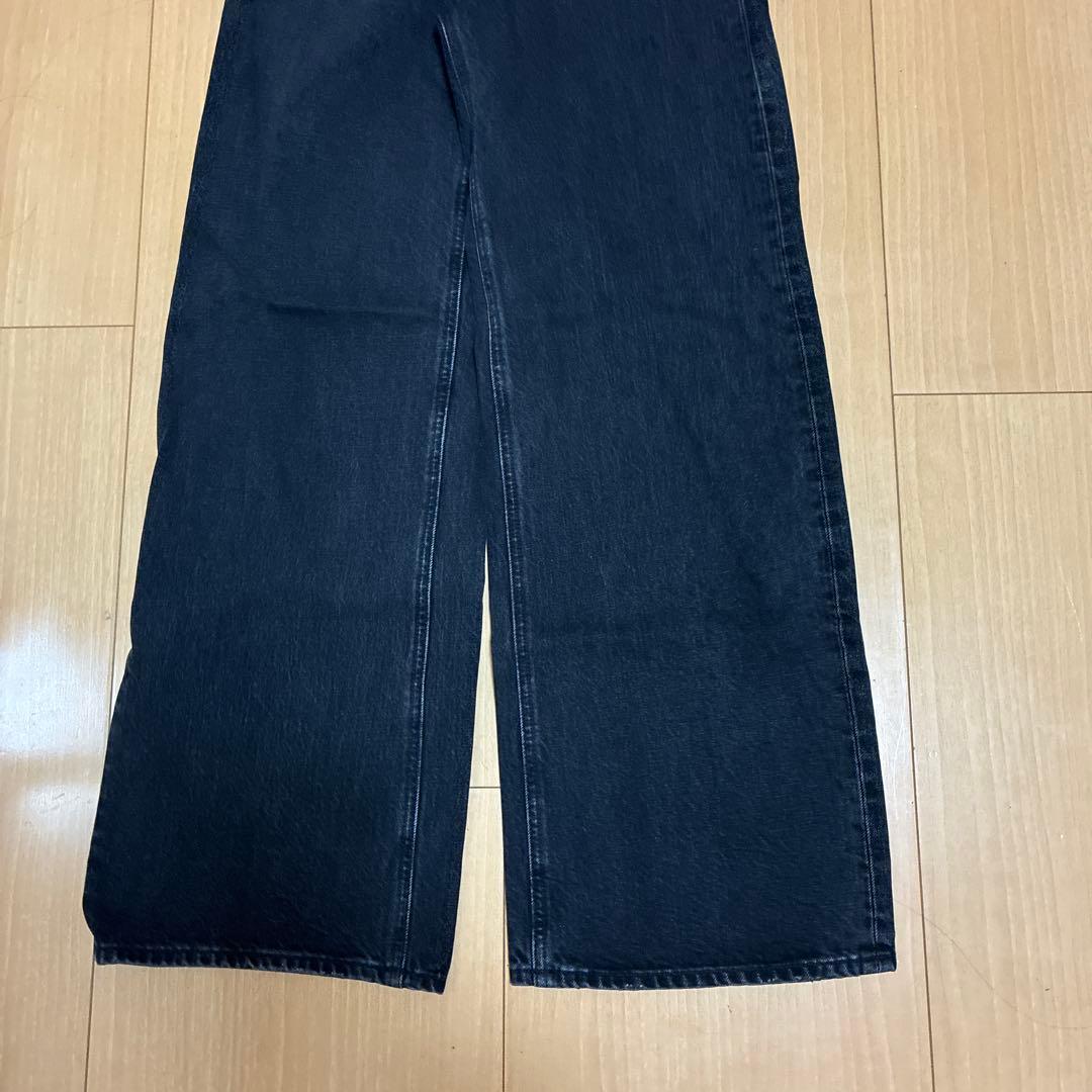 MOUSSY クロスウエストワイドストレートデニム 0サイズ
