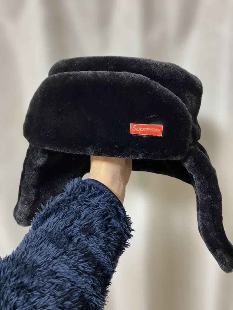 Supreme サイズM/Lフライトキャップ ブラックファー　未使用品