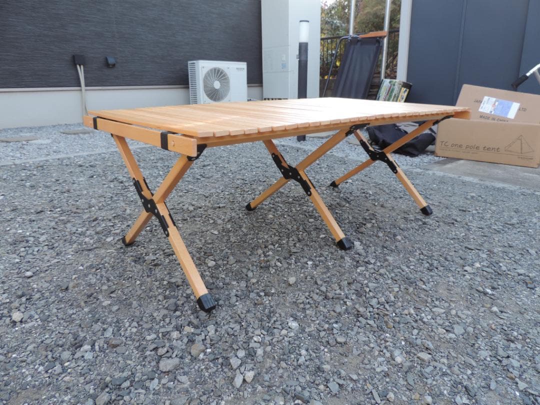 とも　FIELDOOR ウッド ロール トップ テーブル 幅120cm