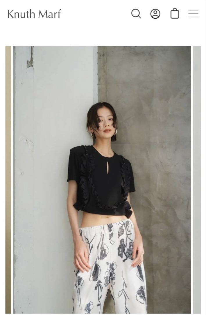 Knuth Marf 2wayドッキングTシャツ ブラック