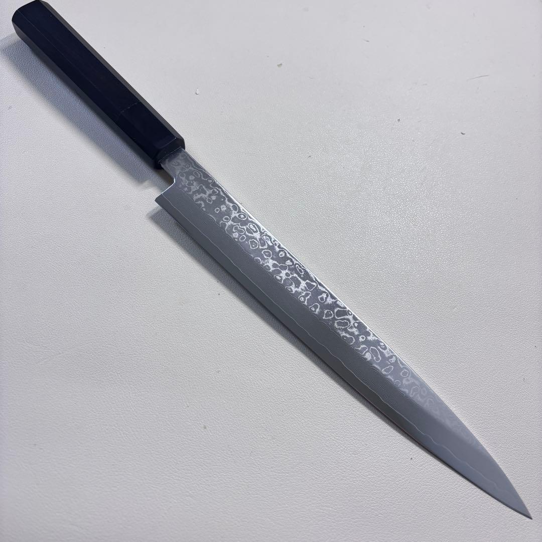 240mm 柳刃包丁　ダマスカス黒檀 本水牛八角柄　刺身包丁 和包丁 「鞘付き…