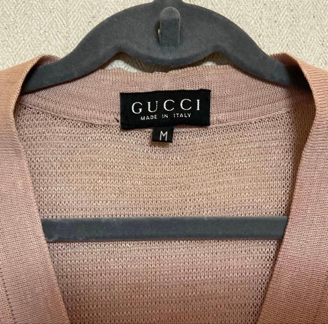 ヴィンテージ　GUCCI シルク　スカーフ柄カーディガン　M