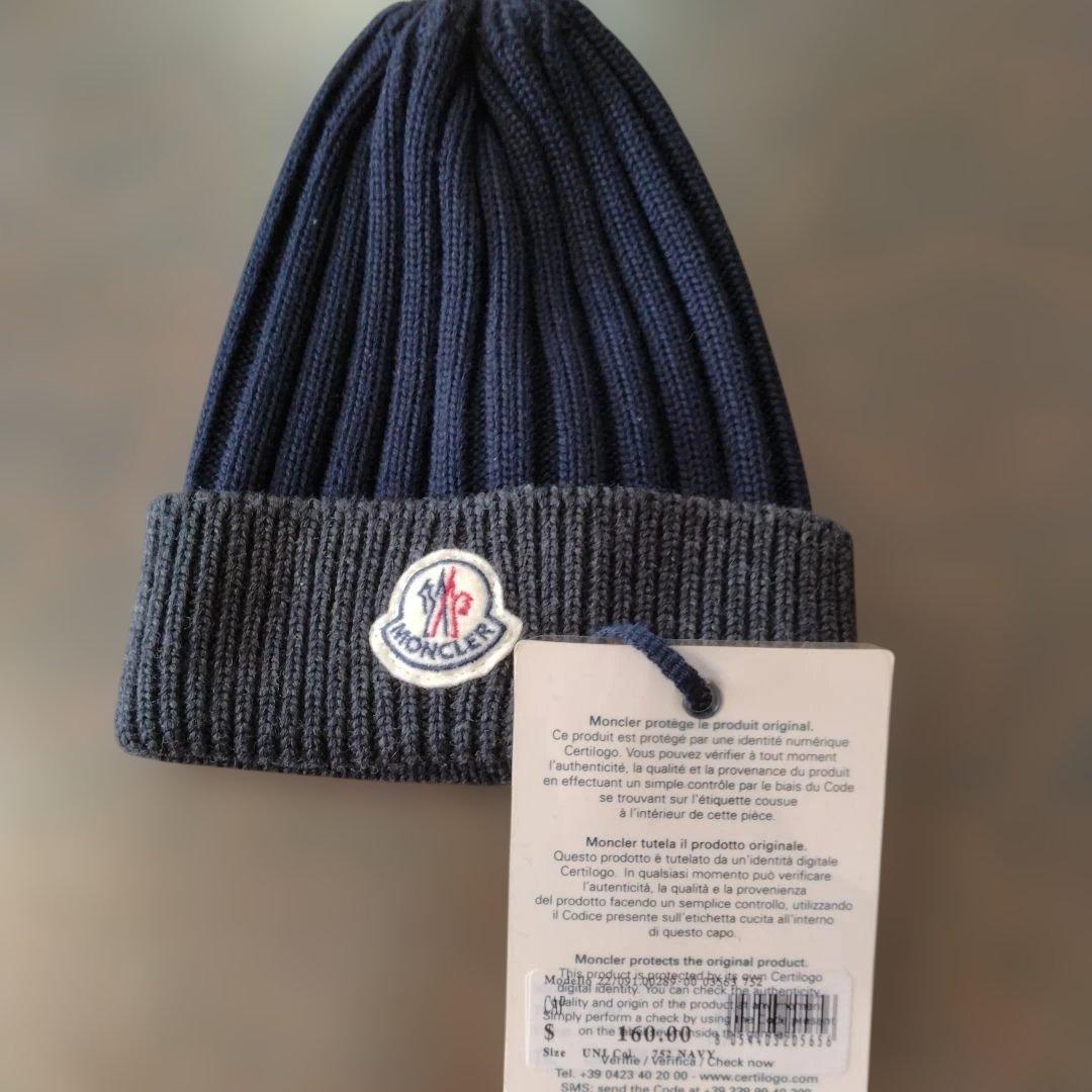 MONCLER ネイビー ニット帽 新品タグ付き