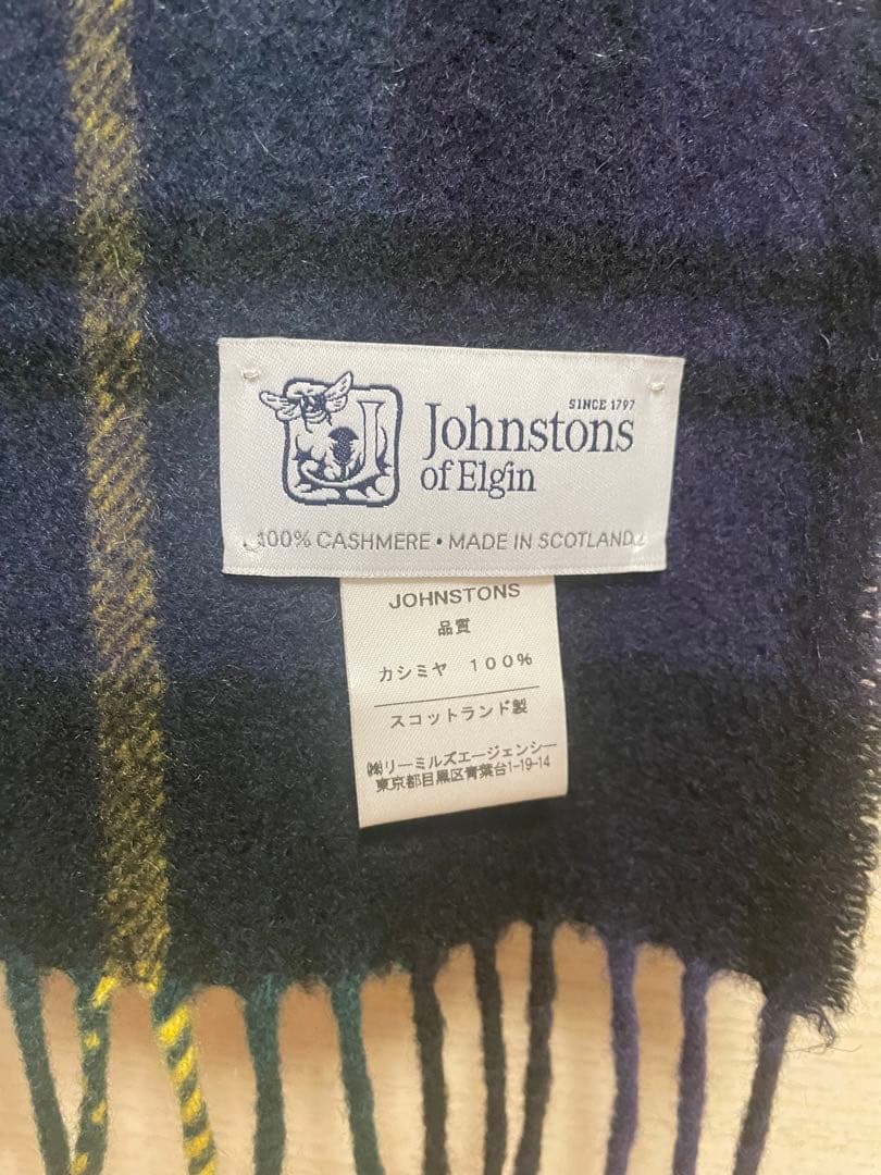 Johnstons of Elgin カシミヤ マフラー ネイビー　スカーフ