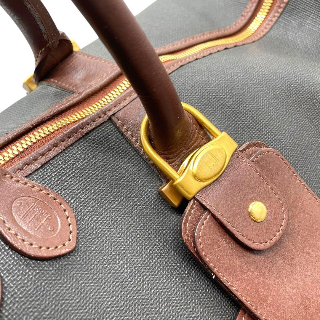 極美品　dunhillダンヒル ボストンバッグロゴ PVC レザー ゴールド金具