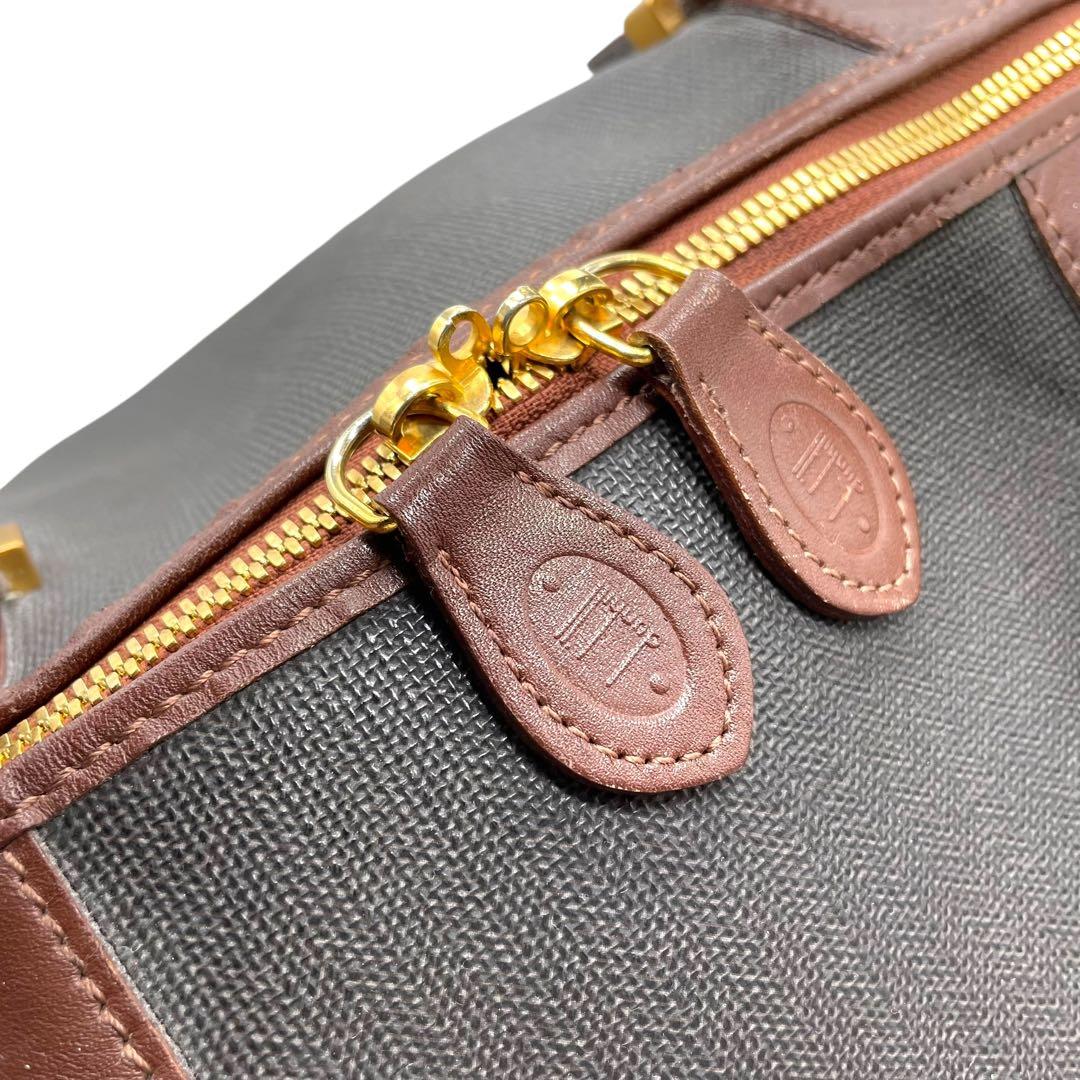 極美品　dunhillダンヒル ボストンバッグロゴ PVC レザー ゴールド金具