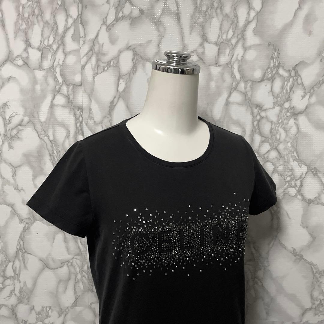 CELINE フィービー期 ブランドロゴデザイン　スパンコールTシャツ ビジュー