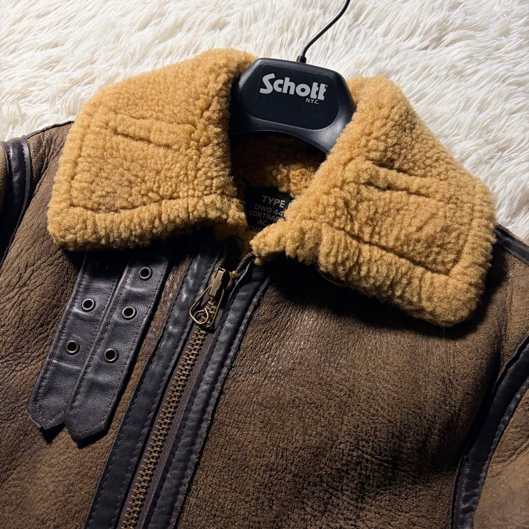 【米国製】schott フライトジャケット　B-3 羊革　ムートン　ボア　34