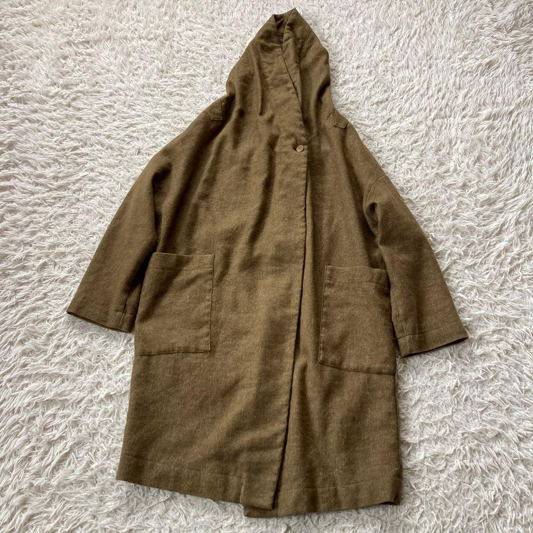 fog linen work フォグリネンワーク フード付きロングコート F